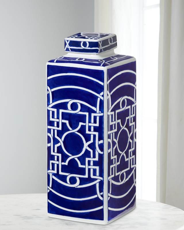Imperial Ceramic Geometric Square Jar, Large